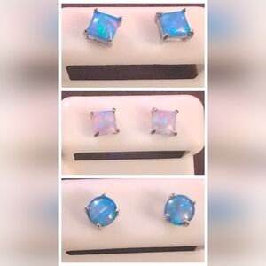 3 Sets - Opal Stud Earrings